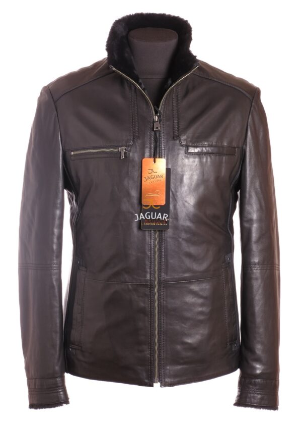 Мужская дублёнка короткая AM5867 black lanin