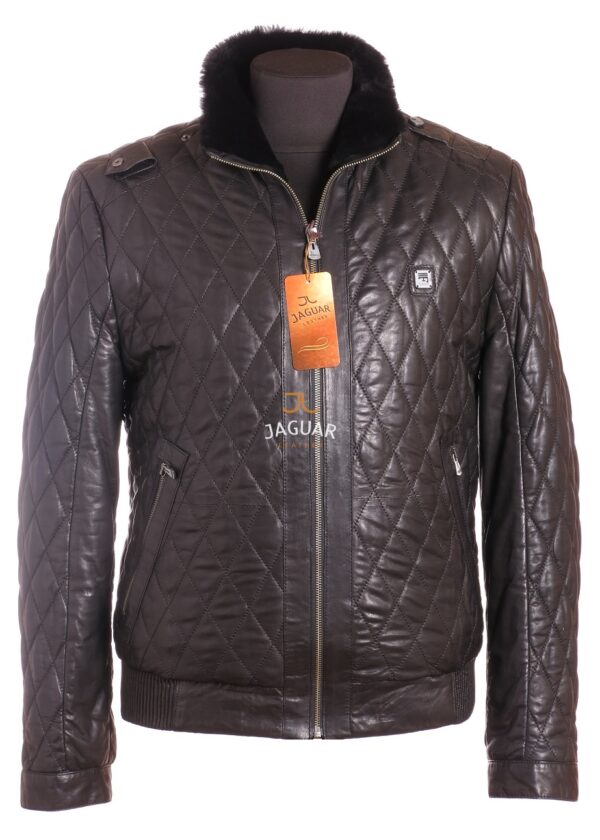 Мужская дублёнка короткая AM5878 black rocco