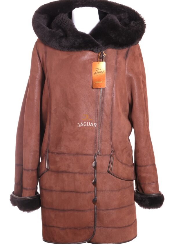 Женская дублёнка короткая GIA85 brown ice
