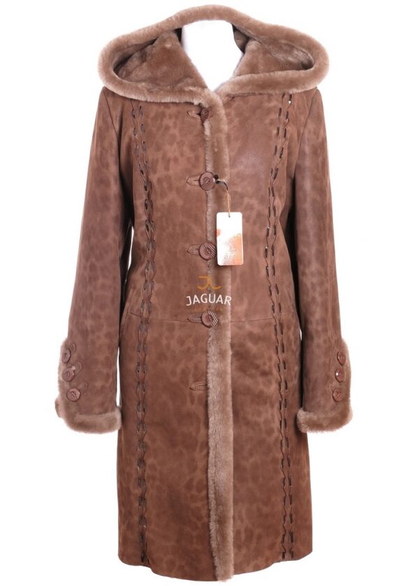 Женская дублёнка длинная SIV8373 beige leo