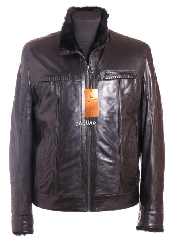 Мужская дублёнка короткая ZA9676 black rome