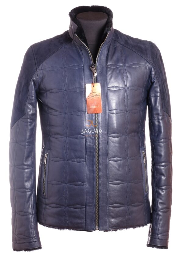 Мужская дублёнка короткая MIXD311 blue ares