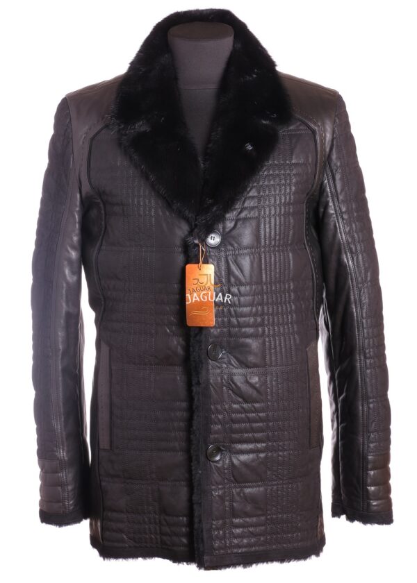 Мужская дублёнка длинная MIX610 black ares