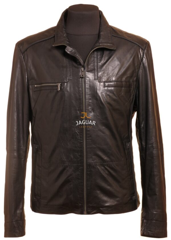Мужская кожаная куртка короткая AM4867 black luxe