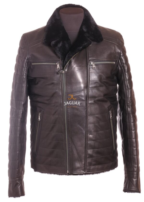 Мужская дублёнка короткая MIX271 black ares