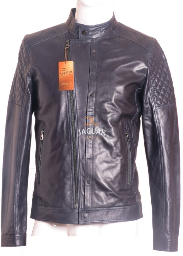Мужская кожаная куртка короткая MIX1732b blue ares