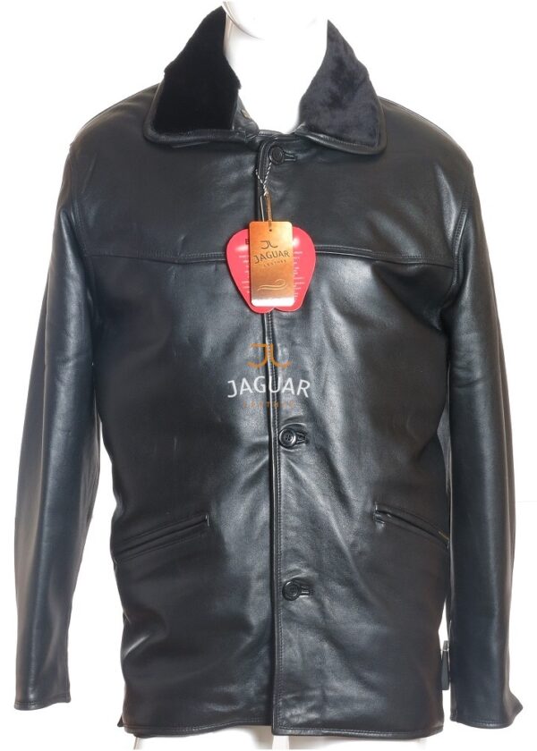 Мужская кожаная куртка длинная WB1202 black zig