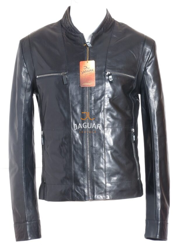 Мужская кожаная куртка короткая AM4144 black nappa