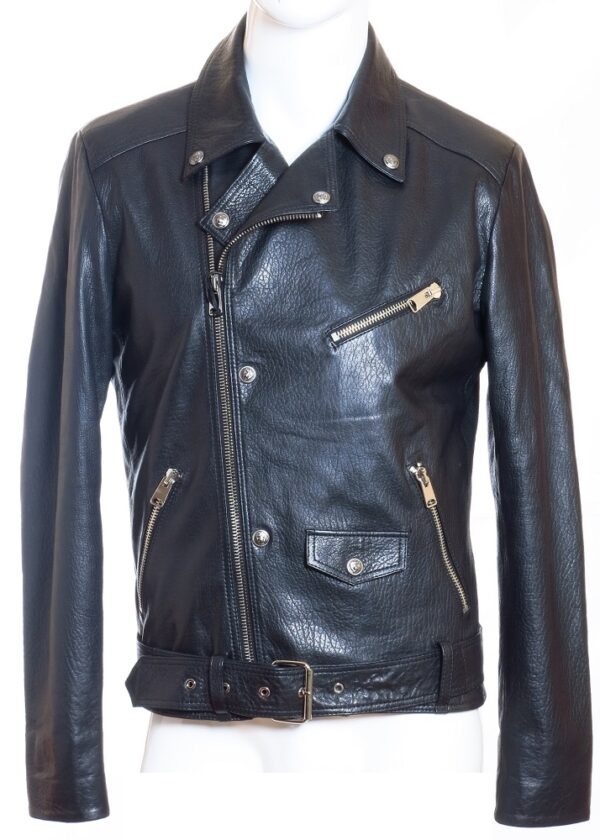 Мужская кожаная куртка короткая AM6003 black lacost