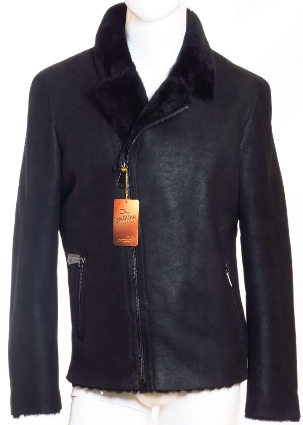 Мужская дублёнка короткая AM8012 black merino