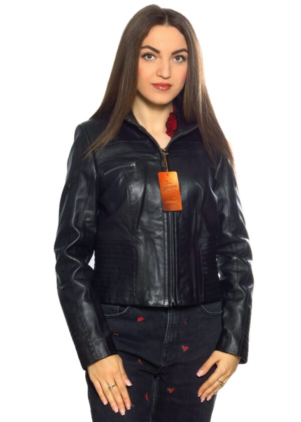 Женская кожаная куртка PL6089 black zig